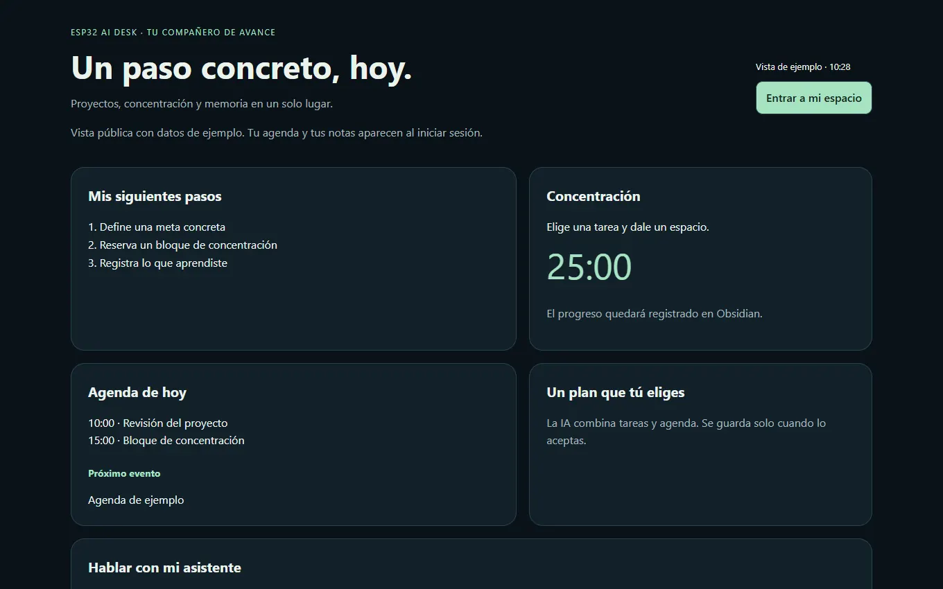 Interfaz pública de ejemplo de ESP32 AI Desk