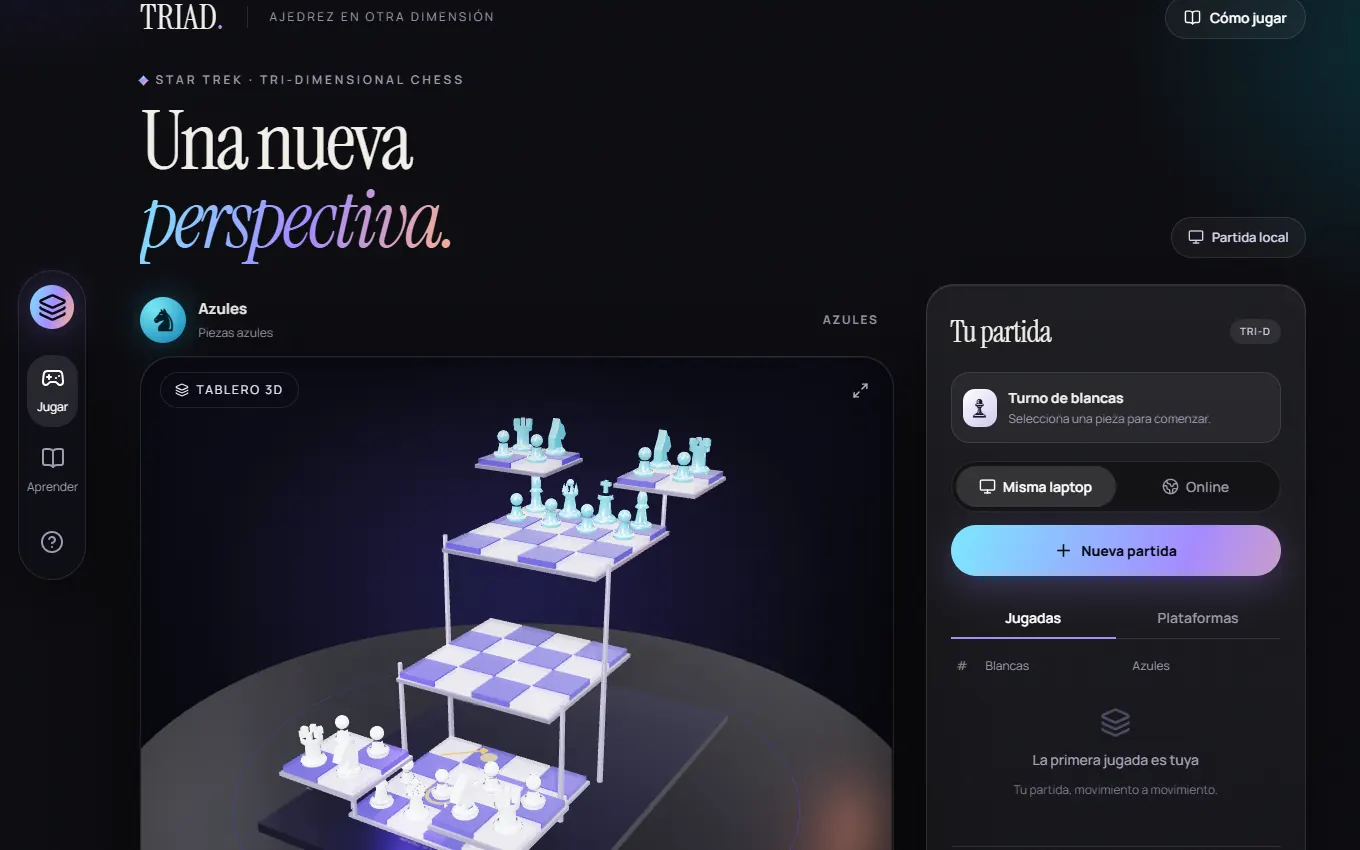 Tablero tridimensional del juego TRIAD